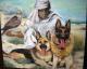 Beduine mit Schäferhunde und Falke Beduine mit Schäferhunde und Falke